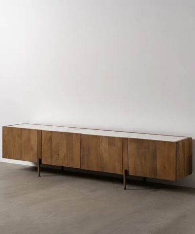 Mueble tv mármol madera