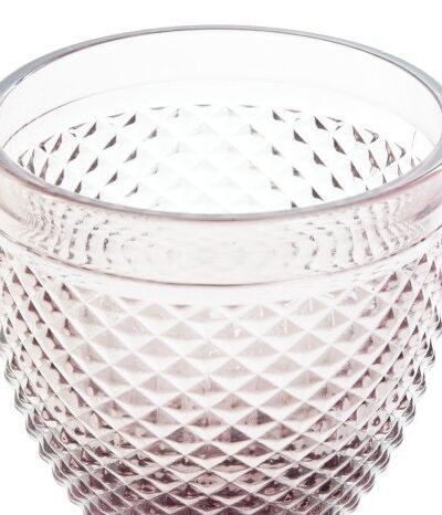 Copas de vino y agua en cristal de picos rosa