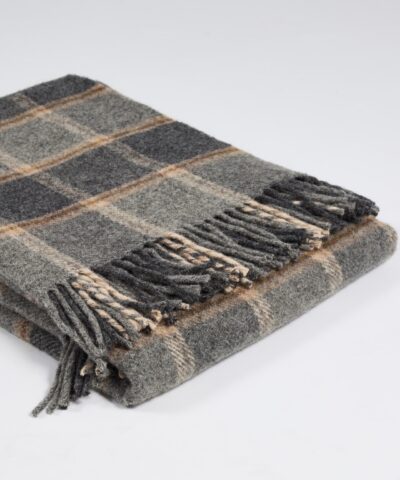 Manta lana cuadros grises, regalo boda