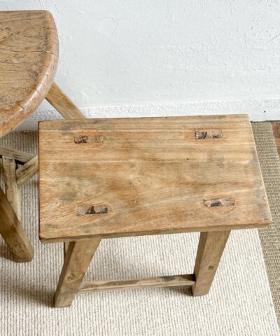 Banqueta Taburete antiguo de madera