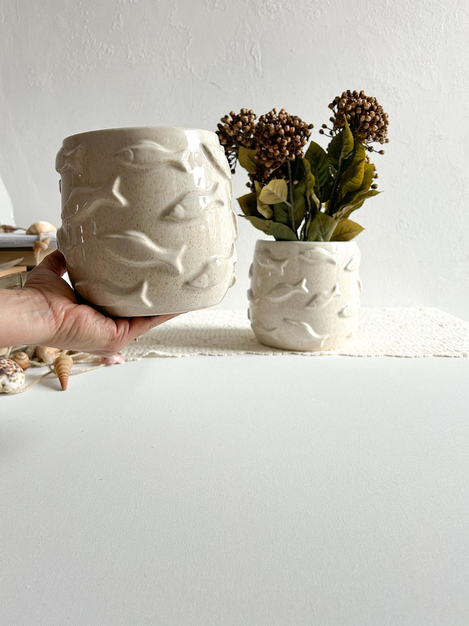 Maceta beige peces